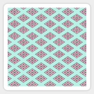 Traditional Japanese Geometric Floral Nadeshiko (Carnation) Hishi Diamond Pattern in Pastel Tones Sticker